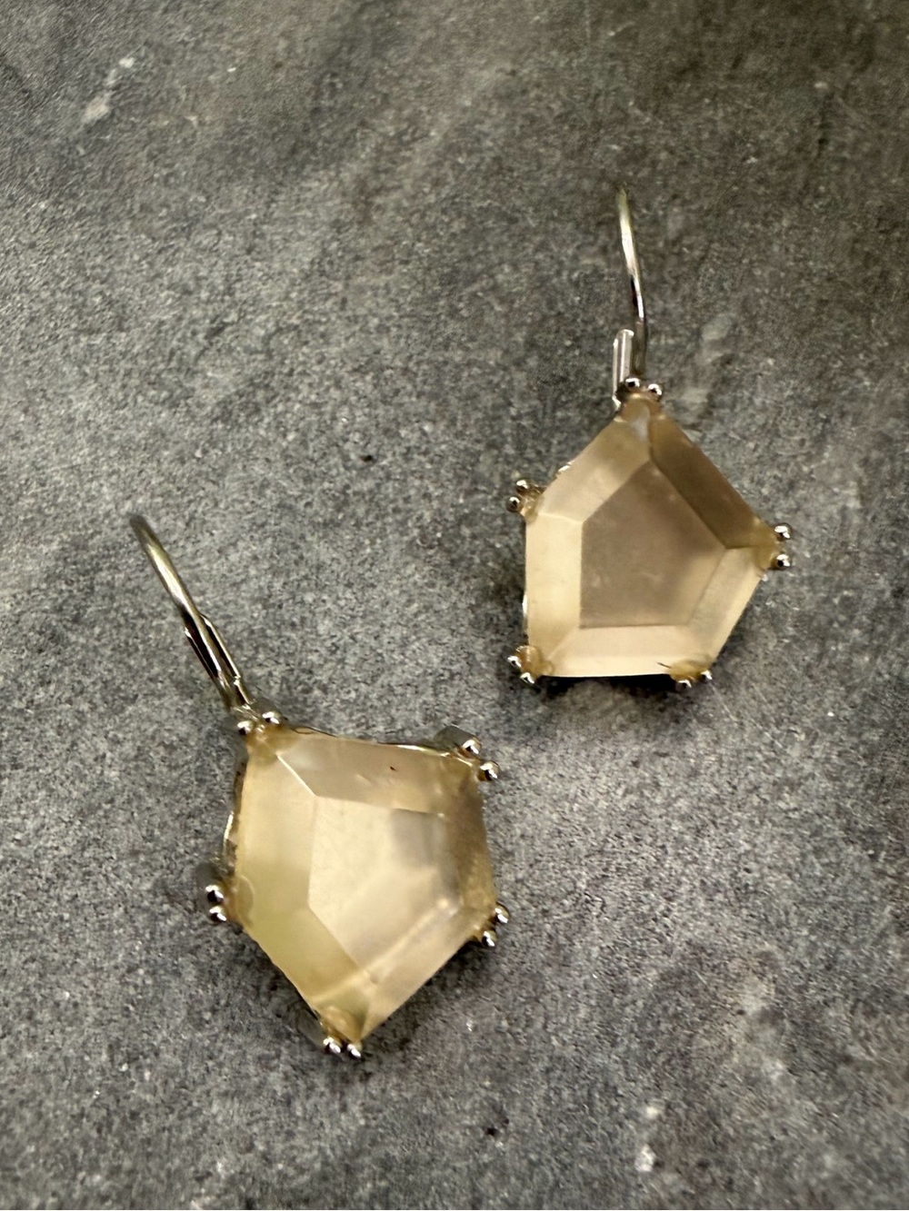 Chico's Champagne Lucite Silver Drop Earrings